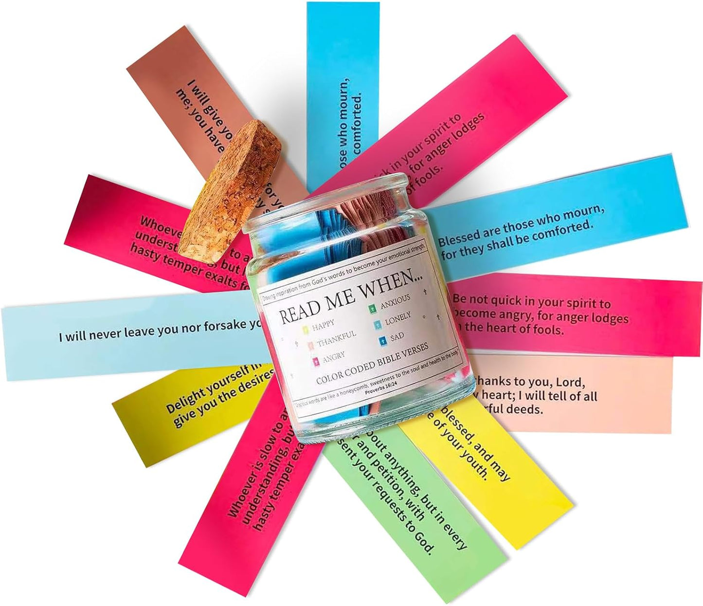 Bible Verse Jar with 90 Pcs Colored Bible Verse, Read Me When Jar for Birthday Gift, Mothers Day Gift for Mom, Christian Graduation Gifts for Women Men Dad Friend