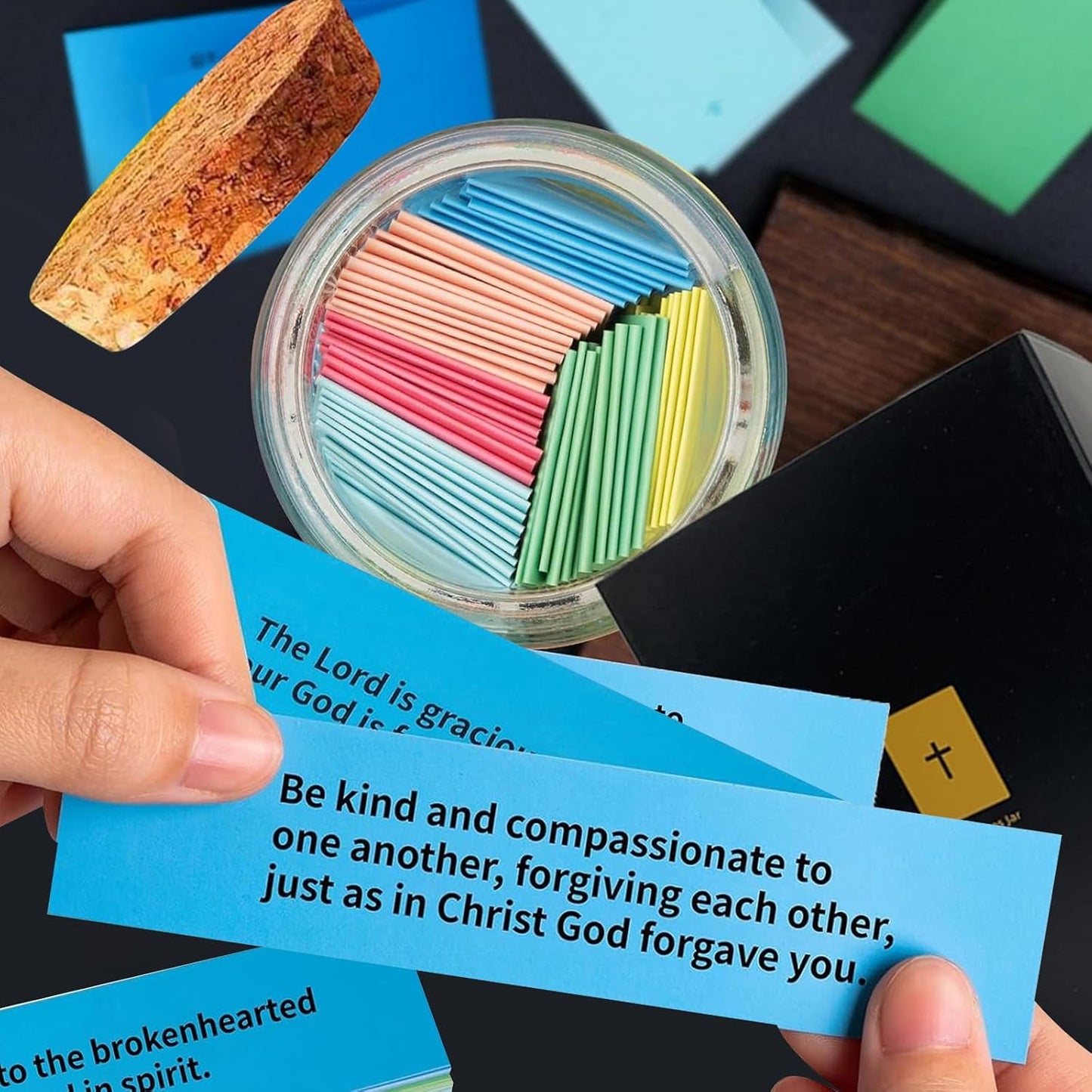 Bible Verse Jar with 90 Pcs Colored Bible Verse, Read Me When Jar for Birthday Gift, Mothers Day Gift for Mom, Christian Graduation Gifts for Women Men Dad Friend